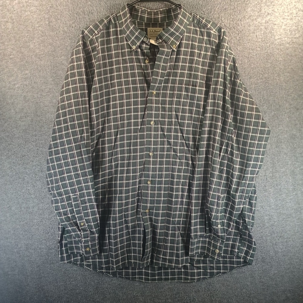 LL Bean Shirt Mens XL Multi Plaid Kennebunk Sport Wrinkle Free‎ Traditional Fit